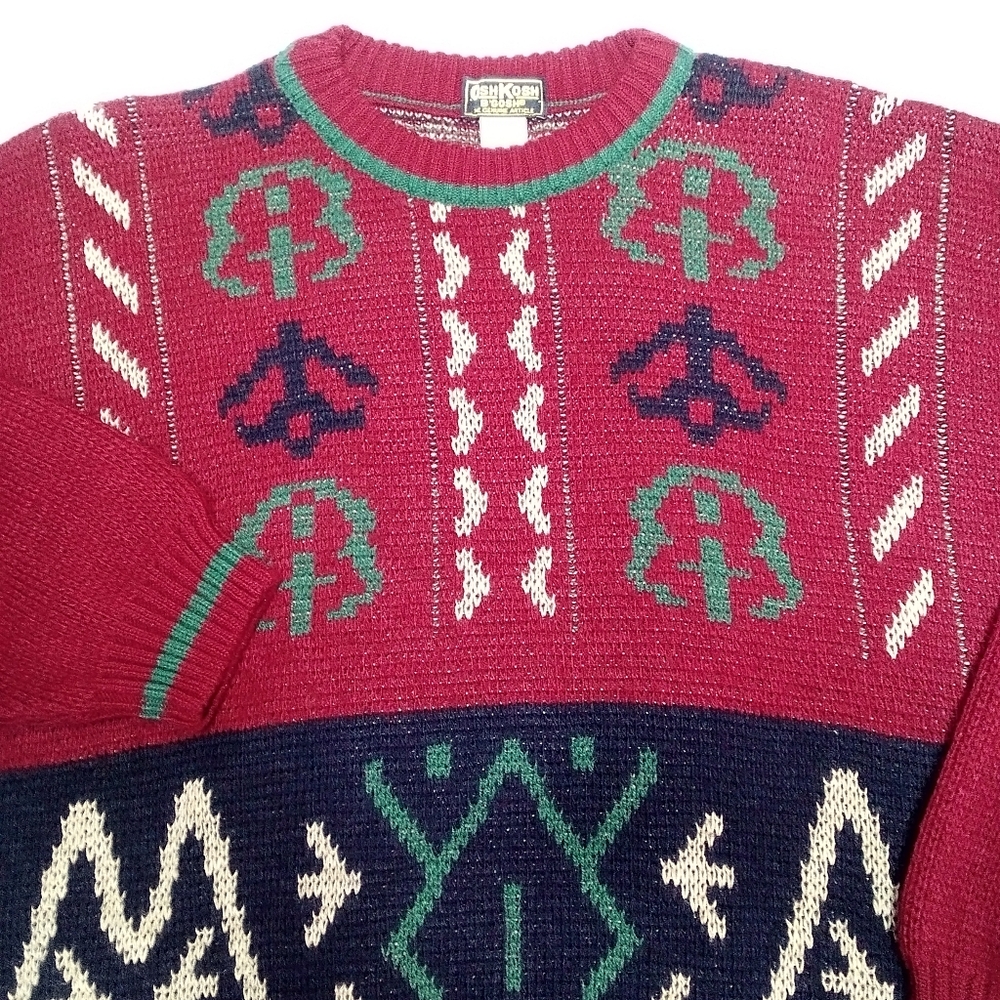 Vintage 90s OshKosh B'Gosh Wool Blend Knit Grandpa Sweater Italy Mens Large Tall - Picture 3 of 10